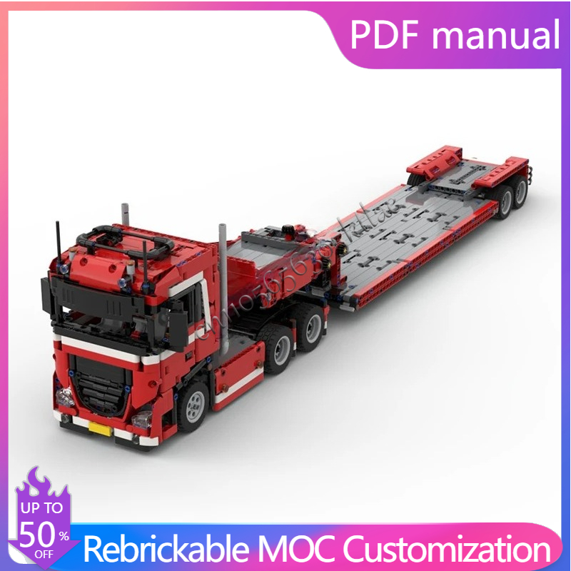 Heavy Equipment Lego - 732 PCS MOC Transporter Gooseneck Trailer