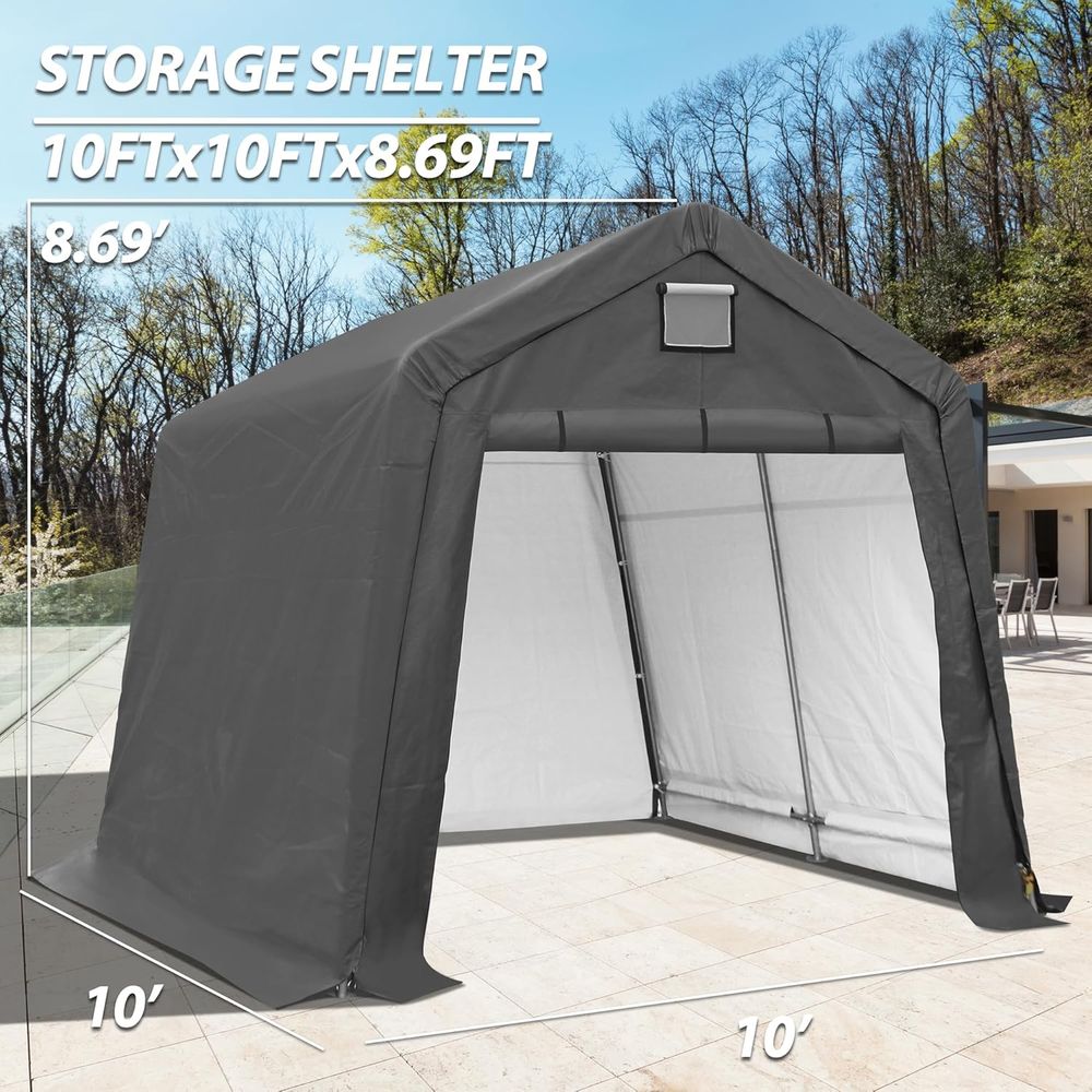 10x10 Outdoor Storage Shelter  - Heavy Equipment Garage reseña y precio
