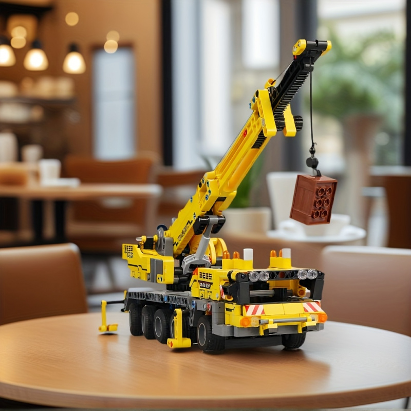 Yellow Telescopic Crane Buildi - Heavy Equipment Lego reseña y precio