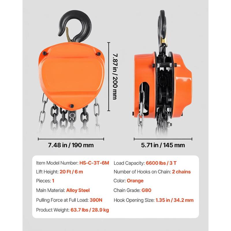 Chain hoist with 3-ton lifting - Heavy Equipment Garage reseña y precio